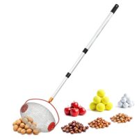 Rollsammler mit Alu Teleskopstiel für die Sammlung von Nüssen, Früchten und Kastanien. Großer flexibler Sammelkorb zum Aufnehmen von Äpfeln, Birnen, Kastanien und Eicheln.