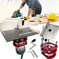 Router Lift System für Oberfräsen mit Set 3 Frästisch Einlegeplatten, präzises Werkzeug für genaues Bohren und Montieren von Rührwerken, hoher Hebebereich bis 51mm, leicht zu installieren und zu bedienen
