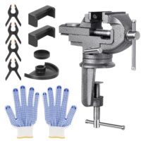 Vielseitiger und Robuster Schraubstock mit Schnellverstellung, 360° Drehbare Basis und Gehärtete Backen für die Holzbearbeitung, Tragbarer Mini Vice