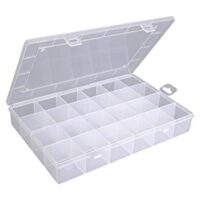 Sortimentskasten mit 24 Fächern für Schrauben und Kleinteile, stabiler Sortierbox aus bruchsicherem Polypropylen, transparenter Deckel, geeignet für Werkzeuge oder Lebensmittel