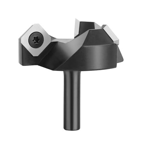 SpeTool Planfräser 8mm Schaft 38,1mm Durchmesser Präziser Flächenfräser mit VHM Wendeplatten 3 Flöten CNC Planfräser für Oberfräse 8mm Wendeplattenfräser holz Abflachfräser Oberflächenbit