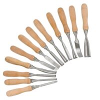 12-teiliges Stechbeitel Set mit Holzkiste für Schnitzmesser, Drehmeißel und Holzarbeiten