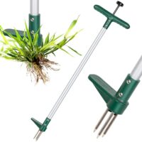 Effizienter Unkrautentferner mit Walensee, drei Kiefern und 39-Zoll-Stiel für harten Boden geeignet, leichte Aluminiumlegierungswelle und rostfreier Edelstahlkralle