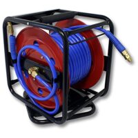 Wiltec Druckluft Schlauchaufroller aus Stahl, 360° drehbar mit 30 Meter Schlauch, Druckluftschlauch bis 12 bar, Schlauchtrommel