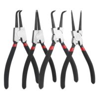 Hochwertiger Sprengringzangensatz mit 4 verschiedenen Typen, ideal für Innen- und Außensicherungen, gerader und gebogener Seegeringzange mit Tragbarer Tasche