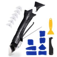 Xixara Silikon Abzieher Werkzeug Set mit 5 in 1 Edelstahl Schaber und 6 austauschbaren Silikonpads für professionelle Reinigung von Silikonfugen in Bad, Küche und Wand