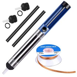 Youmile Lötsauger Entlötpumpe Vakuumpumpe Lötentferner mit Entlötdocht, 2 Stück Ersatzdüse und hitzebeständiger Schlauch für effektive Lot-Entfernung auf Leiterplatten