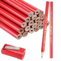 Vollständiges Bleistift-Set für Handwerker, 20 Stifte mit ovalen Hartdicken für Zeichnen und Markieren auf rauen Oberflächen, Schwarzer Kern, Rot, Baustelle, Zimmermannsbleistift-Set