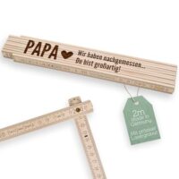 Persönliches Geschenk für Papa oder Opa - Zollstock mit präziser Gravur aus hochwertigem Holz, einzigartiges und persönliches Geschenk für jeden Heimwerker-Papa