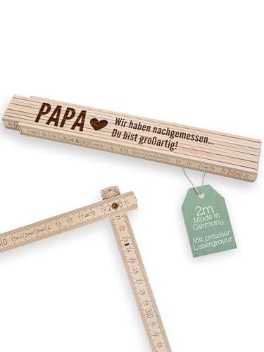 Persönliches Geschenk für Papa oder Opa - Zollstock mit präziser Gravur aus hochwertigem Holz, einzigartiges und persönliches Geschenk für jeden Heimwerker-Papa