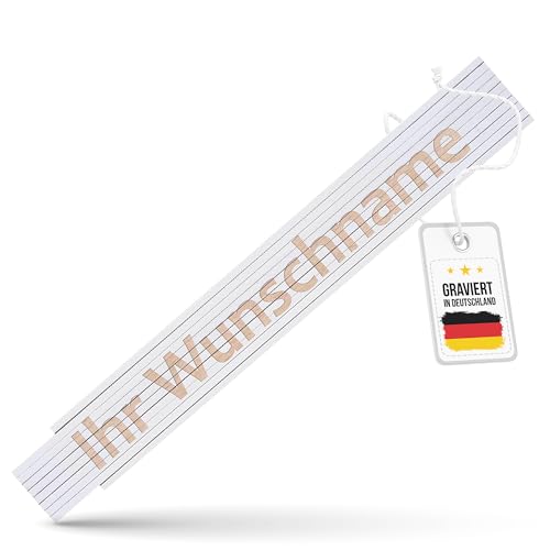 Einzigartiger Zollstock mit Gravur, personalisierter Meterstab aus Buchenholz, Werkzeug mit individueller Gravur und Wunschname, perfektes Geschenk zum Geburtstag oder Vatertag