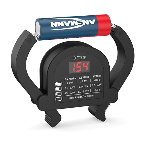 Zuverlässiger Batterie- und Akkutester für die Überprüfung der verbleibenden Kapazität von Akkus, Batterien und Knopfzellen. Funktioniert komplett ohne Strom.