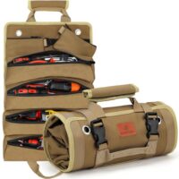 BAQRAXIA Werkzeugtasche, aufrollbare kleine Werkzeugbox mit 2 abnehmbaren Werkzeugtaschen und robustem Oxford-Gewebe für den Mann im Haus