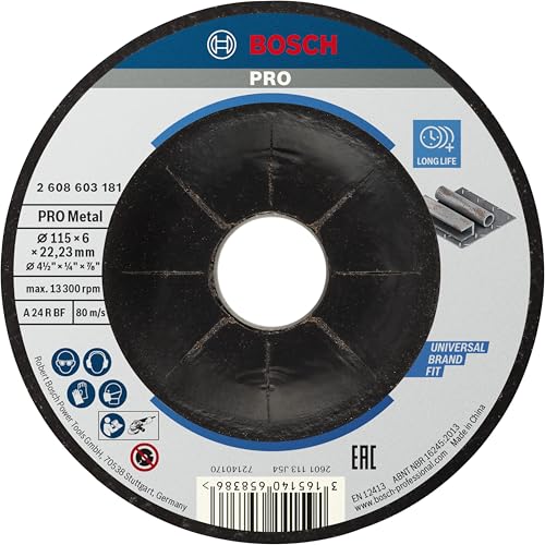 Bosch 1x PRO Metal Longlife Schleifscheibe für kleinen Winkelschleifer und 22,23-mm-Bohrung zum Schleifen von Metall und Stahl