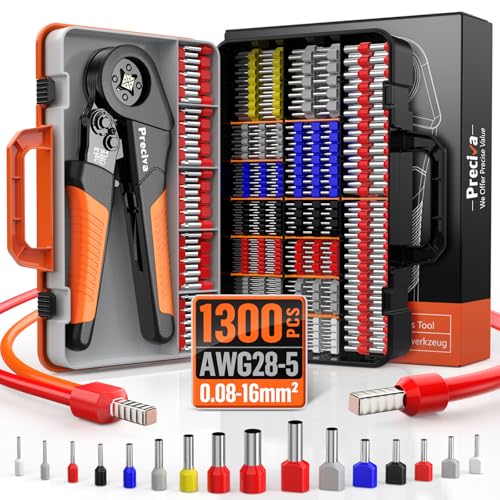 Crimpzange Aderendhülsen Set, Crimpzange für Heimwerker und industriellen Bedarf mit 350 Twin und 950 Einzeiligen Aderendhülsen