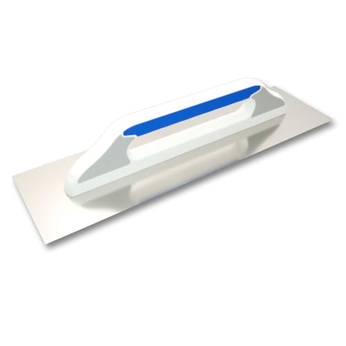 Hochwertige Glättekelle mit Edelstahlblatt und 3-K-Griff für professionelles Glätten und Auftragen von Putz, Spachtelmassen und anderen Materialien.