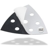 DFS Ersatzklett für Deltaschleifer Schleifplatte 93x93x93 mm, 6-Loch Klett-Ersatz-Dreieck selbstklebend für Schleifpapier Dreieckschleifer