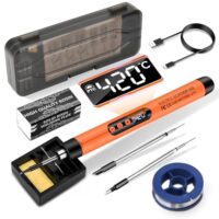 Diymore Akku Lötkolben Set, kabelloses Lötkolben Set mit 5 Gängen Temperatur-Einstellung und 3 Lötspitzen für Reparaturen und Schweißen