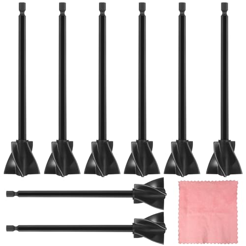 8 Stk Epoxidharz Rührer, Epoxidharz Farbrührer Mischpaddel,Rührstab Bohrmaschine Akkuschrauber für 1/4 Bohrer,Farbmischer für Silikonmischen Malen Keramikglasur Epoxidharz Zubehör + Reinigungstuch