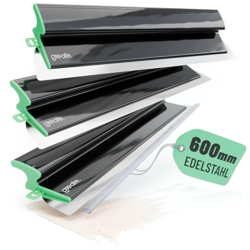 Gute Qualität, 3 mal Flächenspachtel 600mm mit ergonomischem Griff für trockengebundene Arbeiten im Trockenbau, Spachtelwerkzeuge aus PVC Material mit abnehmbarer Endkappe und Aufhängeloch