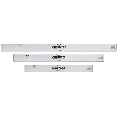 GEPCO Richtlatten 3-teilig Set aus Aluminium für präzises Nivellieren und Verputzen von Wänden mit Wasserwaagen