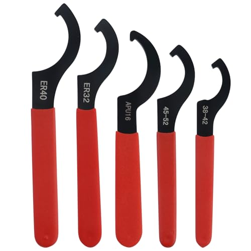 Hakenschlüssel 5-teilig, verstellbarer Gewindefahrwerk Schlüssel mit Rutschfestem Griff, Stahlschlüssel, Stoßdämpfer Werkzeug