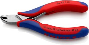 KNIPEX Elektronik-Vornschneider mit Mehrkomponenten-Hüllen 115 mm für feinste Schneidarbeiten in der Elektronik und Feinmechanik, lasergeschärft und Rostschutz