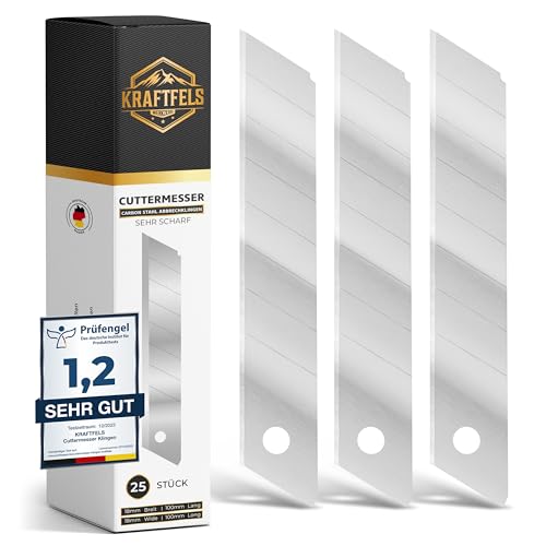 Ersatzklingen für Cuttermesser, hochwertige Carbonstahl-Klingen, ultra scharf und stabil, abbrechklingen für Cutter-Messer, silberfarben