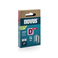 NOVUS TOOLS Flachdrahtklammern 14 mm, 600 Tacker-Klammern mit D-Spitze für erhöhten Auszugswiderstand und Schiebeschachtel