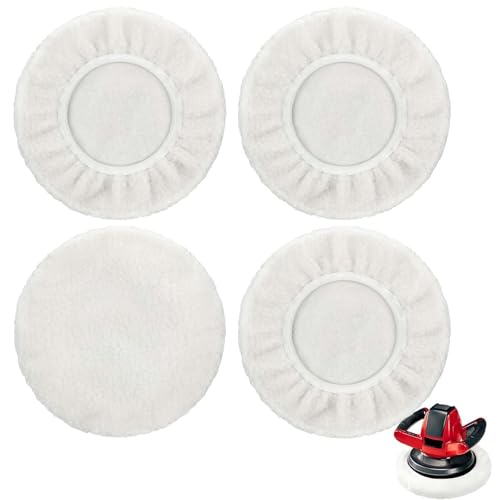 4 Stück Polierhauben 250mm, Lammwolle Polierscheiben für Poliermaschinen von 230-250mm mit hoher Reinigungskraft und behutsamer Oberflächenbehandlung