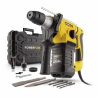 Power plus Kombibohrmaschine mit Zubehör und Koffer für verschiedene Arbeiten in Beton, Mauerwerk und Holz