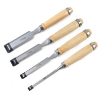 QUTHZZHY Stechbeitel Set für Holz, 4-teiliges Scharfes Stecheisen Set mit verschiedenen Breiten 6/12/18/24mm und Ergonomischem Griff und Schlagkappe