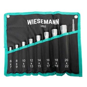 Hochwertiger Rohrsteckschlüsselsatz 10-teilig für Arbeiten am Wasserhahn, Zündkerzen und weitere Bereiche mit gehärtetem Werkzeugstahl und matt-verchromter Oberfläche