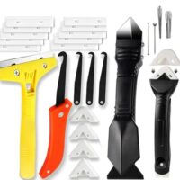 Silikonentferner Set, 26-teilig, zur Silikon Entfernung und Erneuerung von Acryl- & Silikonfugen-Profi Dichtmittel Bearbeitungsset inkl. Fugenmesser, Fugenglätter, Ersatzklingen