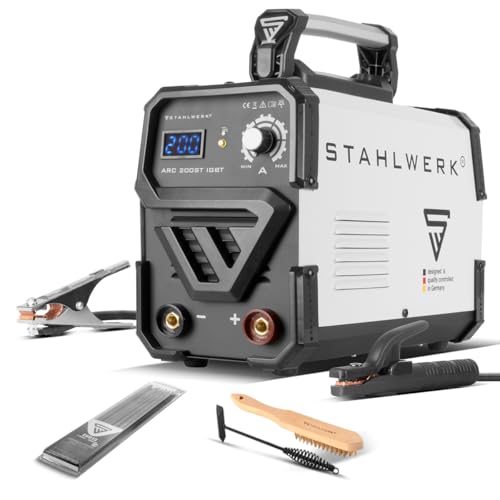 Schweißgerät STAHLWERK Elektroden ARC 200 ST, flexibel einsetzbar ohne Gas, kompakt, MMA, E-Hand, 200 A, Lift-TIG-fähig, Smartkühlung, Überhitzungsschutz, Hotstart-Automatik, Anti-Stick-Funktion