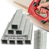 Tackerklammern aus Edelstahl 12 mm, Typ 53, 1000 Stück, passend für STREND PRO KABEL Elektrotacker