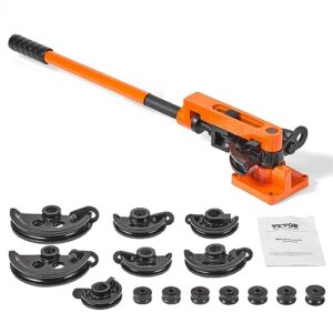 VEVOR Rohrbiegegerät Ø10-25mm, manuelles Rohrbieger für Kupfer-, Aluminium- und Edelstahlrohre mit 7 Matrizen und Biegeradius von 50-113mm