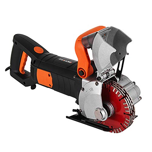 Wandfräse Mauernutfräse 5000 U/min Wand Chaser Maschine 4800 Watt Wand Groove Schneidemaschine Stoßmaschine 42mm für Ziegel Granit Marmor Beton Cutter Notcher Groover mit 5 x Sägeblättern
