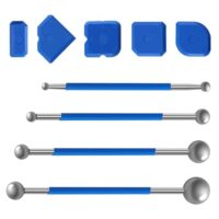 9 Stück Werkzeug Schaber Kit Fugen-Ausgleichs-Set mit Metallkugel-Abziehern und Silikon-Fugen-Glätern für Badezimmer und Küchenfliesen