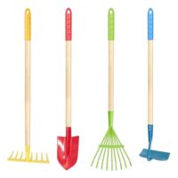 YORFULL Kinder Gartengeräte Set, 4 Teiliges Gartenwerkzeug für Kinder ab 3 Jahren