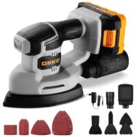 Dreieckschleifer Akku Schleifmaschine mit 20V Multischleifer, 13000 U/min und Absaugung inklusive Akku und Ladegerät sowie drei Zusatzzubehör und 12 Schleifblättern