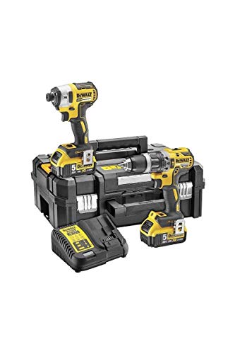 DEWALT DCK266P2T-GB XR Kombi Bohrmaschine und Schlagschrauber Brushless Kit in TSTAK Box, 1W, 18V, Gelb/Schwarz