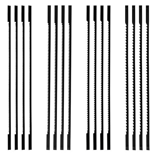 Dekupieraugeblätter 16-teilig, Feinschnitt Laubsägeblätter, Dekupiersäge Sägeblätter mit Stift, für Holz, Kunststoff, Schaumstoff und Weichmetalle