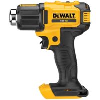 Dewalt 18 Volt Akku-Heißluftpistole DCE530N mit zwei Gebläse- und Temperaturstufen, arretierbarer Schalter für Dauerbetrieb, standfeste Stellfläche, Flächen- und Reflektordüse