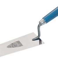 HAROMAC Berner Putzkelle, 160 mm, hochwertiges Werkzeug für Heimwerker und Profis, Made in Germany, rostfrei, Edelstahl, Holzgriff in blau