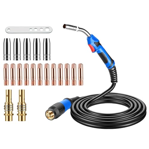 Hochwertiges MIG/MAG Schweißbrenner Set mit 20-tlg. Verschleißteil-Set und Euro-Anschluss für CO2 Argon Schweißen in Werkstatt & Industrie