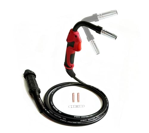 MIG MAG Schweißbrenner Schutzgas Schlauchpaket MB15 15AK, biegsamer Brennerhals für enge Stellen mit 3m Kabel und Euro-Zentralanschluss