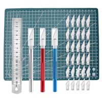 2 Stück Skalpell mit 20 Ersatzklingen, Bastelmesser Cuttermesser Hobbymesser Schnitzmesser Cutter für DIY Art Work Cutting