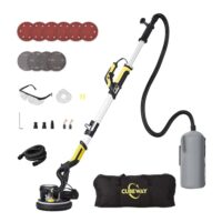 CUBEWAY Trockenbauschleifer, 750 W Elektropfostenschleifer mit LED Licht, Faltbar, Teleskop, Vakuum und 10 Stück Sandpapier für effektive Staubentfernung