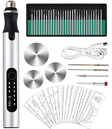 Elektrische Gravierstift, Gravierwerkzeugsatz für Schnitzen, Glas, Holz, Metall, Stein, Kunststoff, Keramik, Schmuck und Nägel